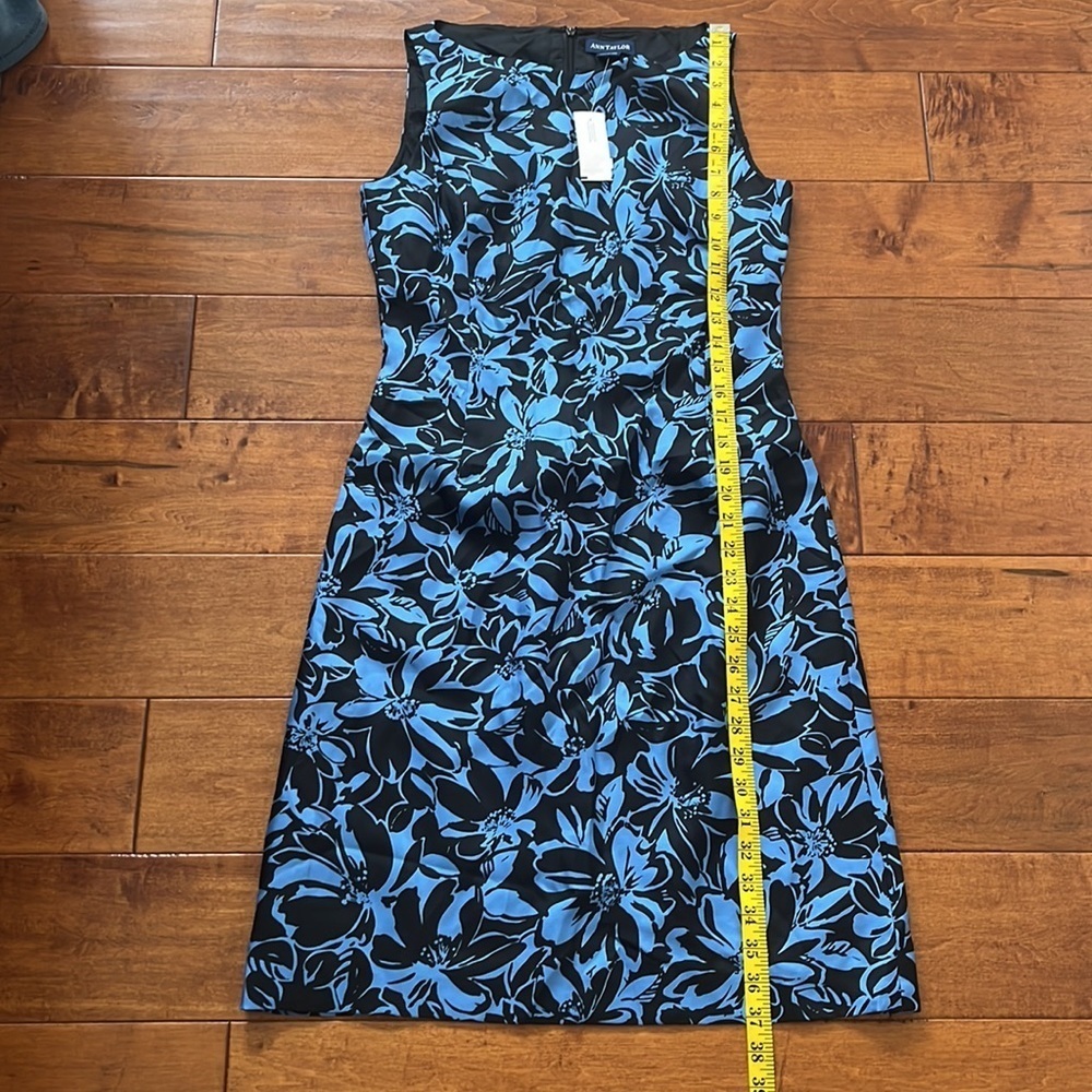 AnnTaylor Black and Blue Floral Bodycon Silk Dress    Size 4 New with Tag - Picture 8 of 11